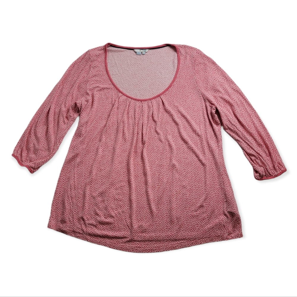Boden Polka Dot Scoop Neck Quarter Sleeve Blouse
